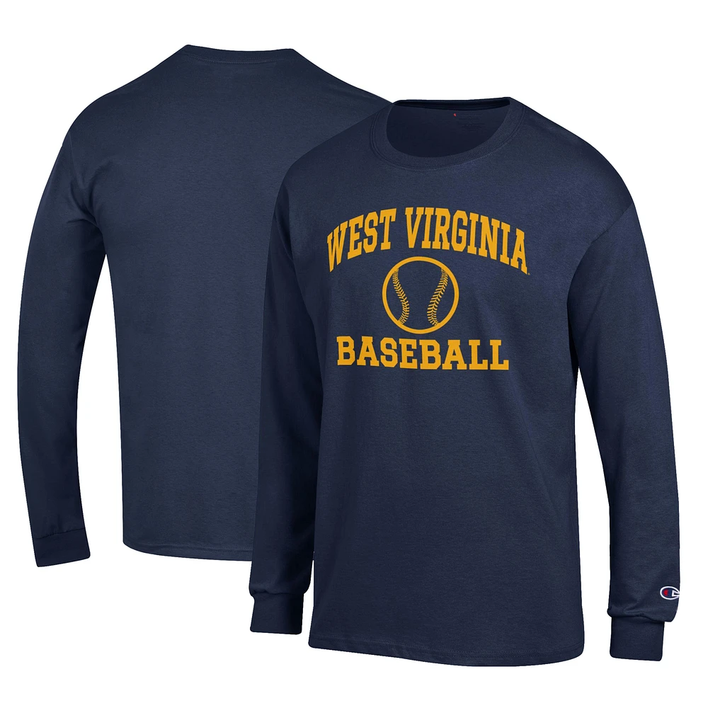 Men's Champion West Virginia Mountaineers Primary Team Logo Icon Baseball Long Sleeve T-Shirt