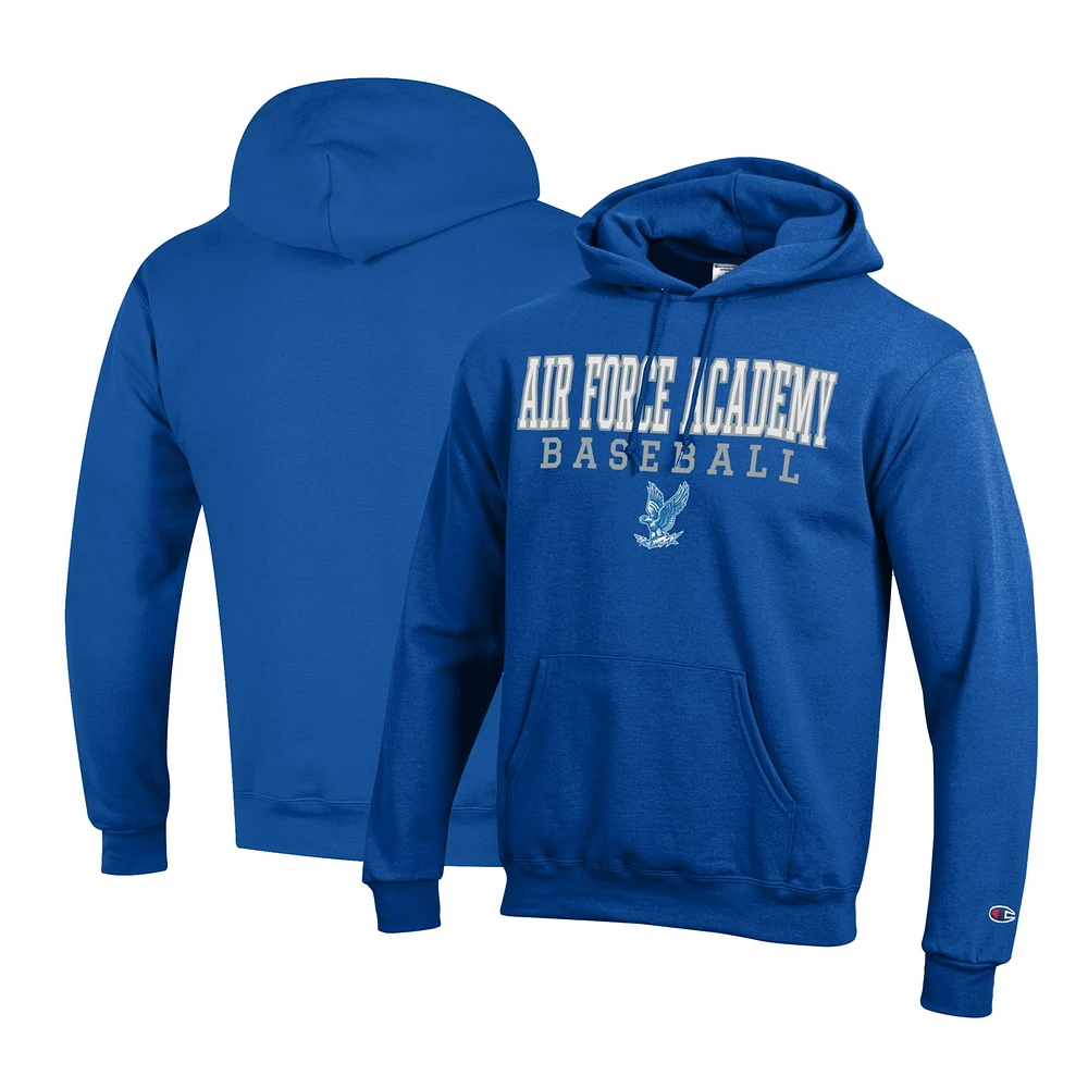Men's Champion Blue Air Force Falcons Primary Team Logo Stack Baseball Powerblend Pullover Hoodie