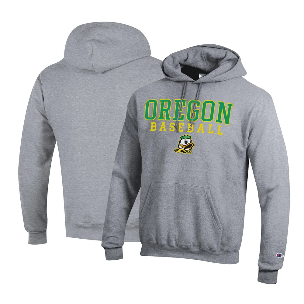 Men's Champion Oregon Ducks Primary Team Logo Stack Baseball Powerblend Pullover Hoodie
