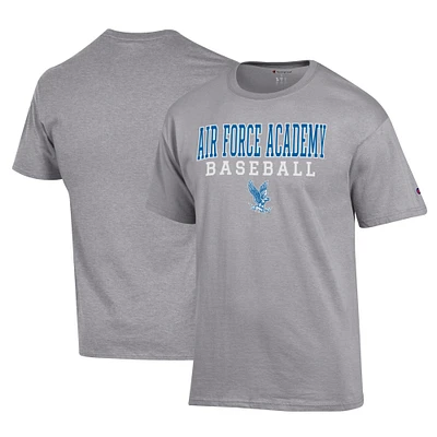 Men's Champion Gray Air Force Falcons Primary Team Logo Stack Baseball Powerblend T-Shirt