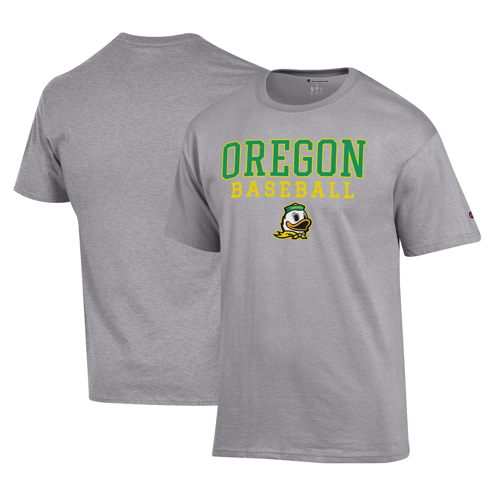Men's Champion Oregon Ducks Primary Team Logo Stack Baseball Powerblend T-Shirt
