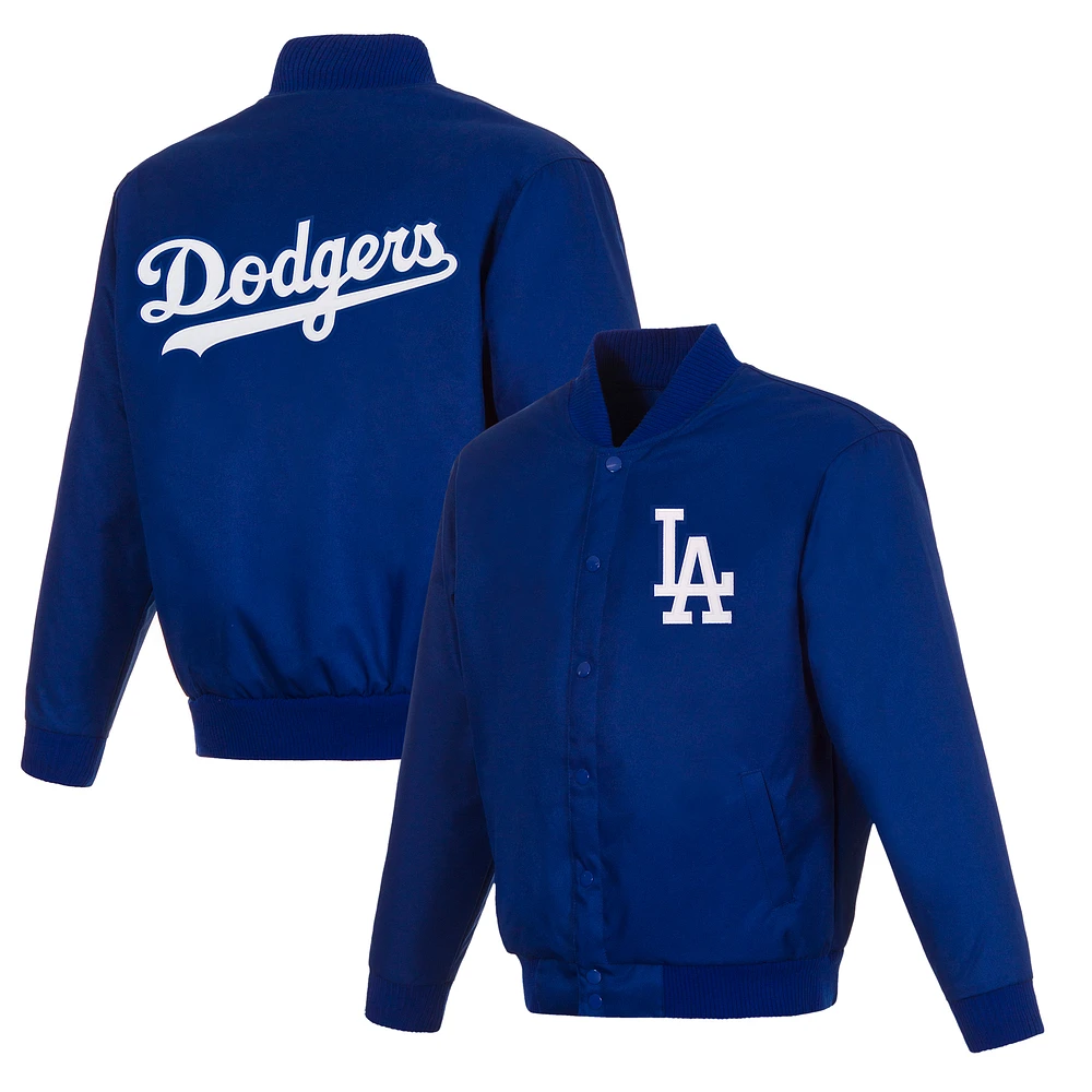Men's JH Design Royal Los Angeles Dodgers Full-Snap Pollytwill Varsity Jacket