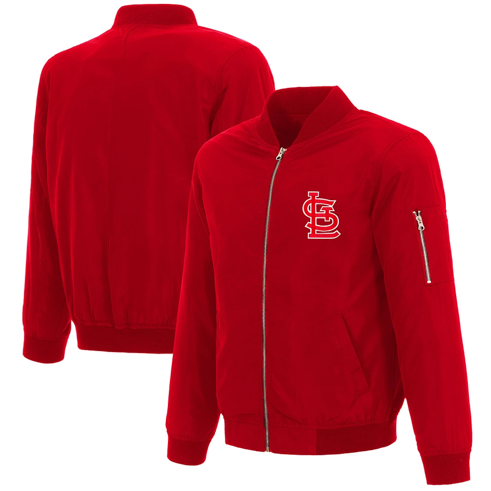 Men's JH Design Red St. Louis Cardinals Full-Zip Nylon Bomber Jacket