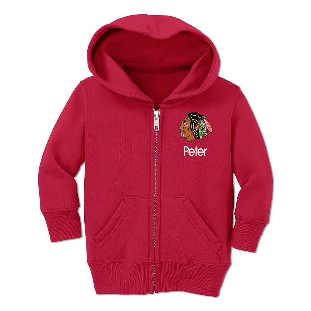 Toddler Chad & Jake Red Chicago Blackhawks Personalized Full-Zip Hoodie