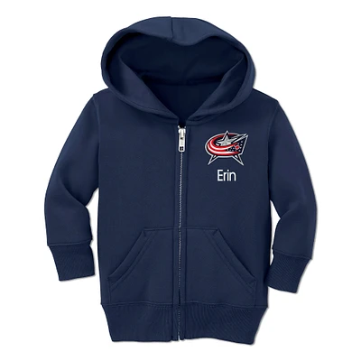 Toddler Chad & Jake Navy Columbus Blue Jackets Personalized Full-Zip Hoodie
