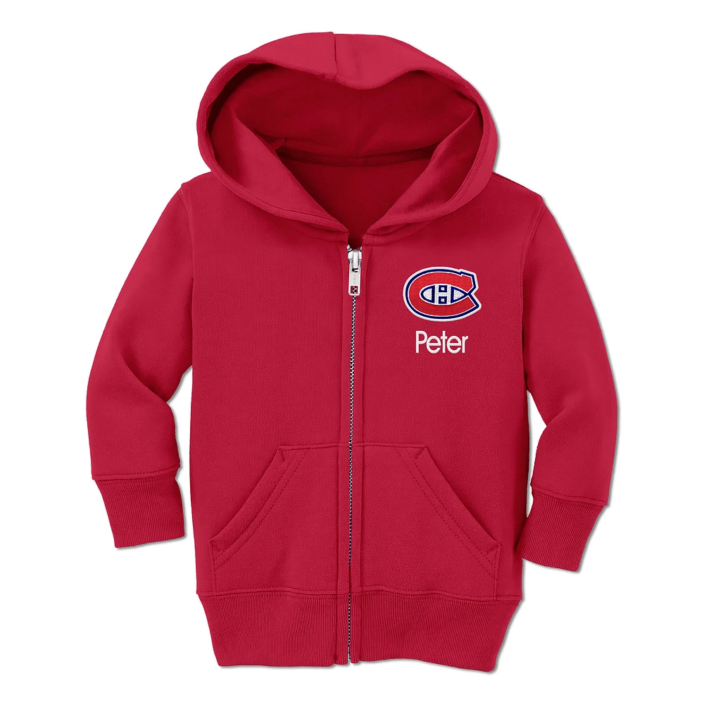 Toddler Chad & Jake Red Montreal Canadiens Personalized Full-Zip Hoodie