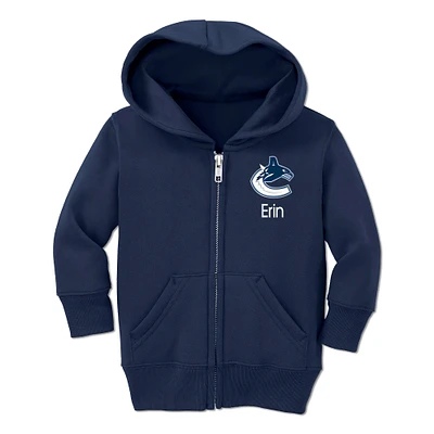 Toddler Chad & Jake Navy Vancouver Canucks Personalized Full-Zip Hoodie