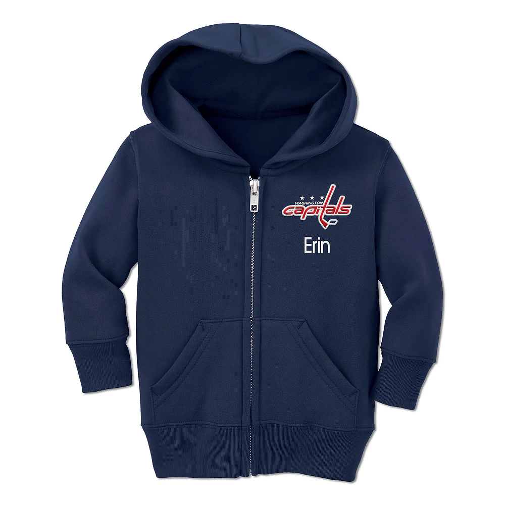 Toddler Chad & Jake Navy Washington Capitals Personalized Full-Zip Hoodie