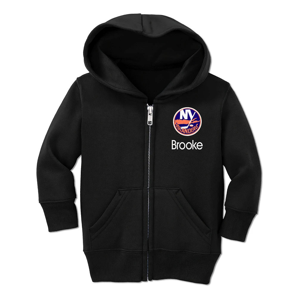 Toddler Chad & Jake Black New York Islanders Personalized Full-Zip Hoodie