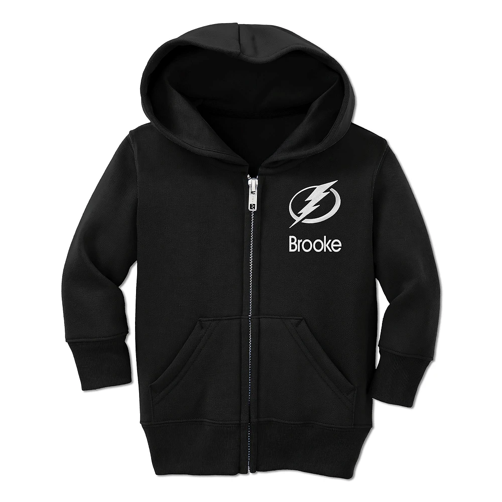 Toddler Chad & Jake Black Tampa Bay Lightning Personalized Full-Zip Hoodie