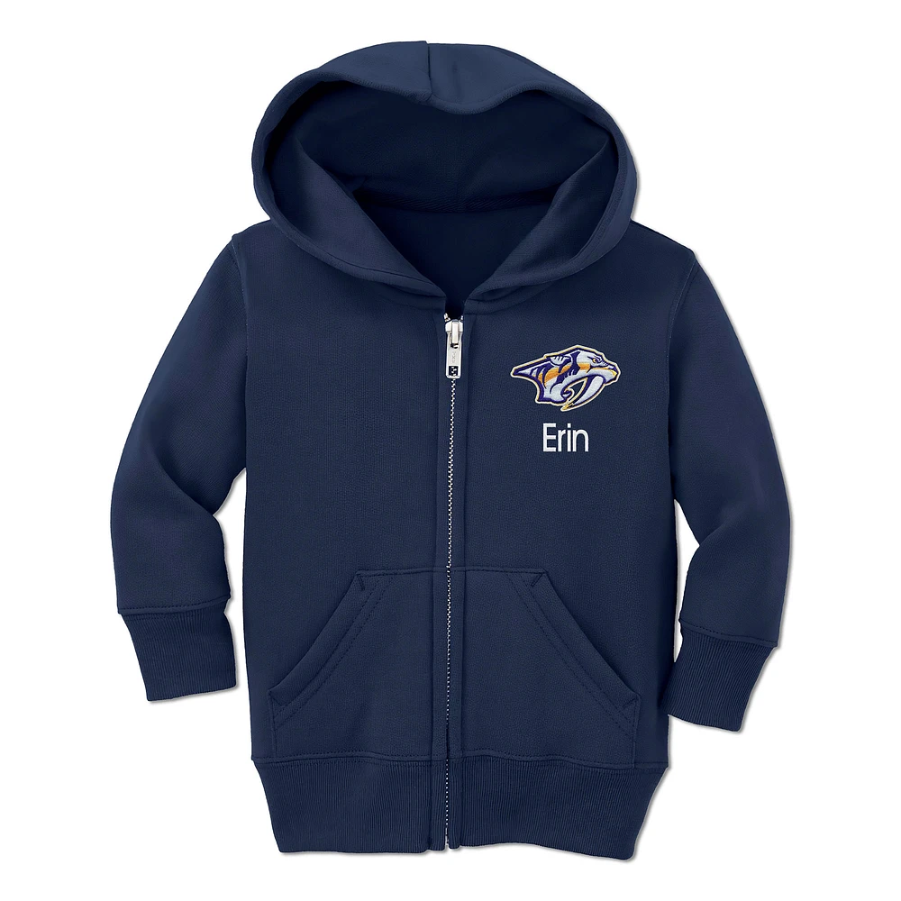 Toddler Chad & Jake Navy Nashville Predators Personalized Full-Zip Hoodie