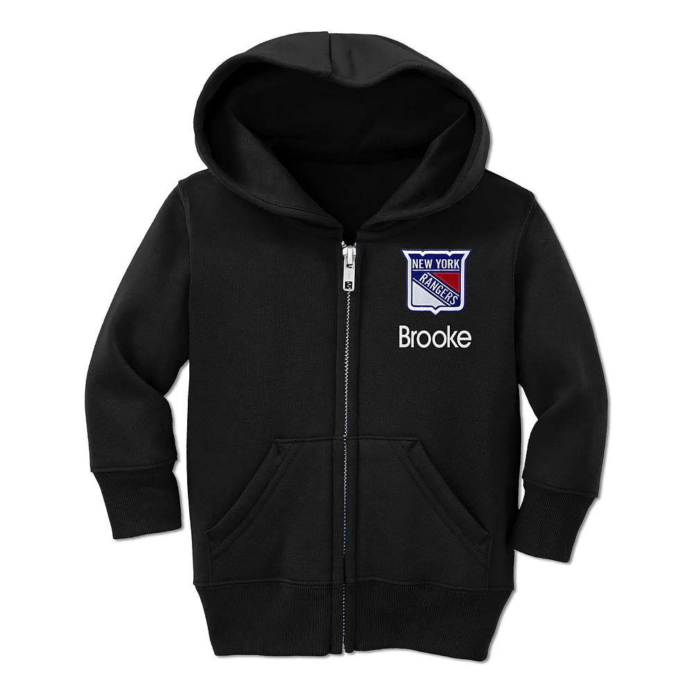 Toddler Chad & Jake Black New York Rangers Personalized Full-Zip Hoodie