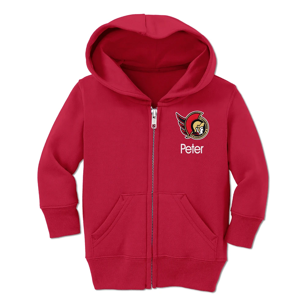 Toddler Chad & Jake Red Ottawa Senators Personalized Full-Zip Hoodie
