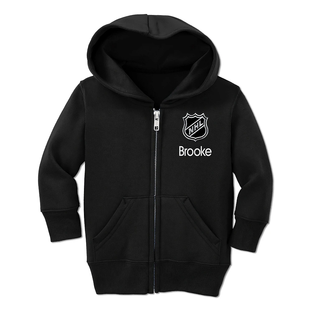 Toddler Chad & Jake Black NHL Personalized Full-Zip Hoodie