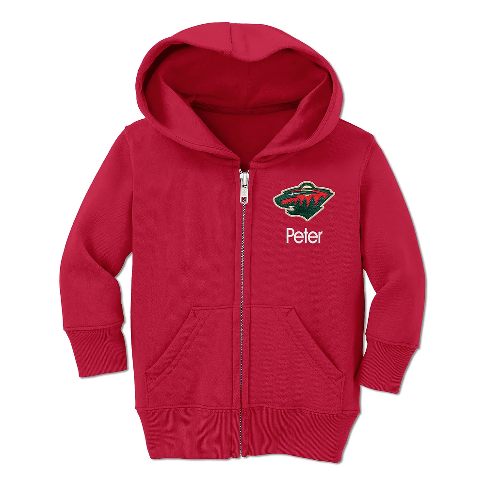 Toddler Chad & Jake Red Minnesota Wild Personalized Full-Zip Hoodie