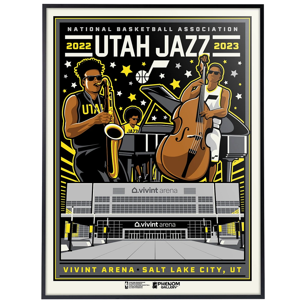 Phenom Gallery Utah Jazz 18" x 24" Uniform Band Concept Serigraph Print Deluxe Frame