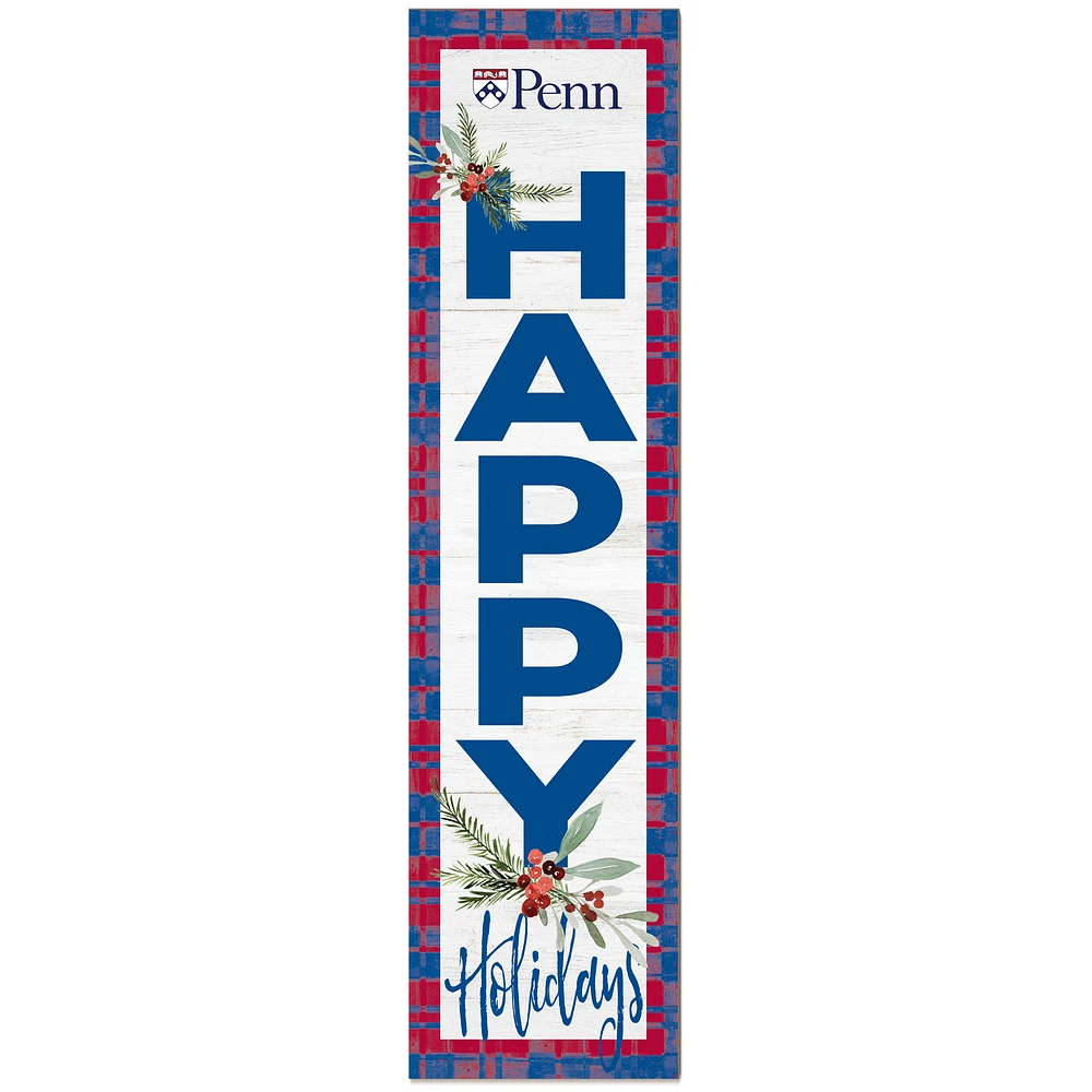 Pennsylvania Quakers 12'' x 48'' Happy Holidays Outdoor Leaner