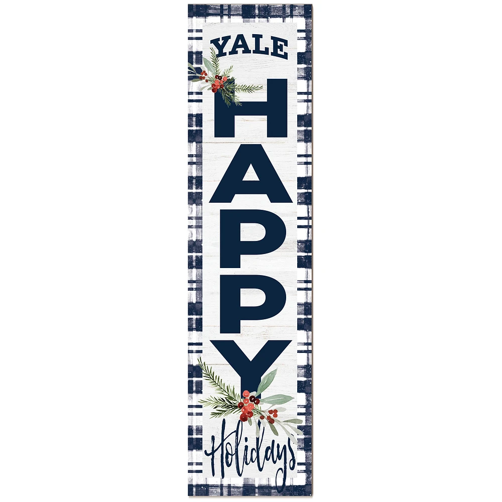 Yale Bulldogs 12'' x 48'' Happy Holidays Outdoor Leaner
