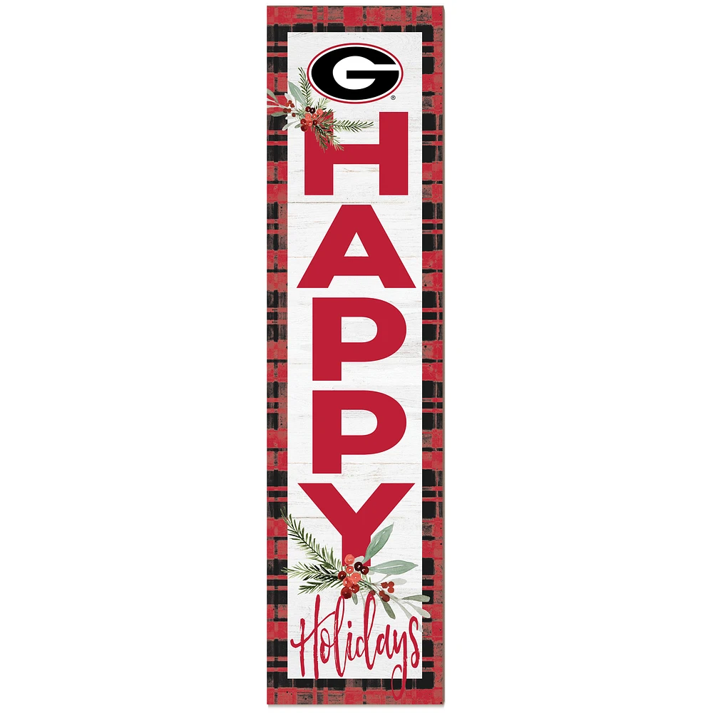Georgia Bulldogs 12'' x 48'' Happy Holidays Outdoor Leaner