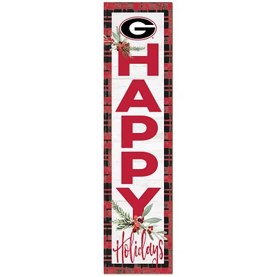 Georgia Bulldogs 12'' x 48'' Happy Holidays Outdoor Leaner