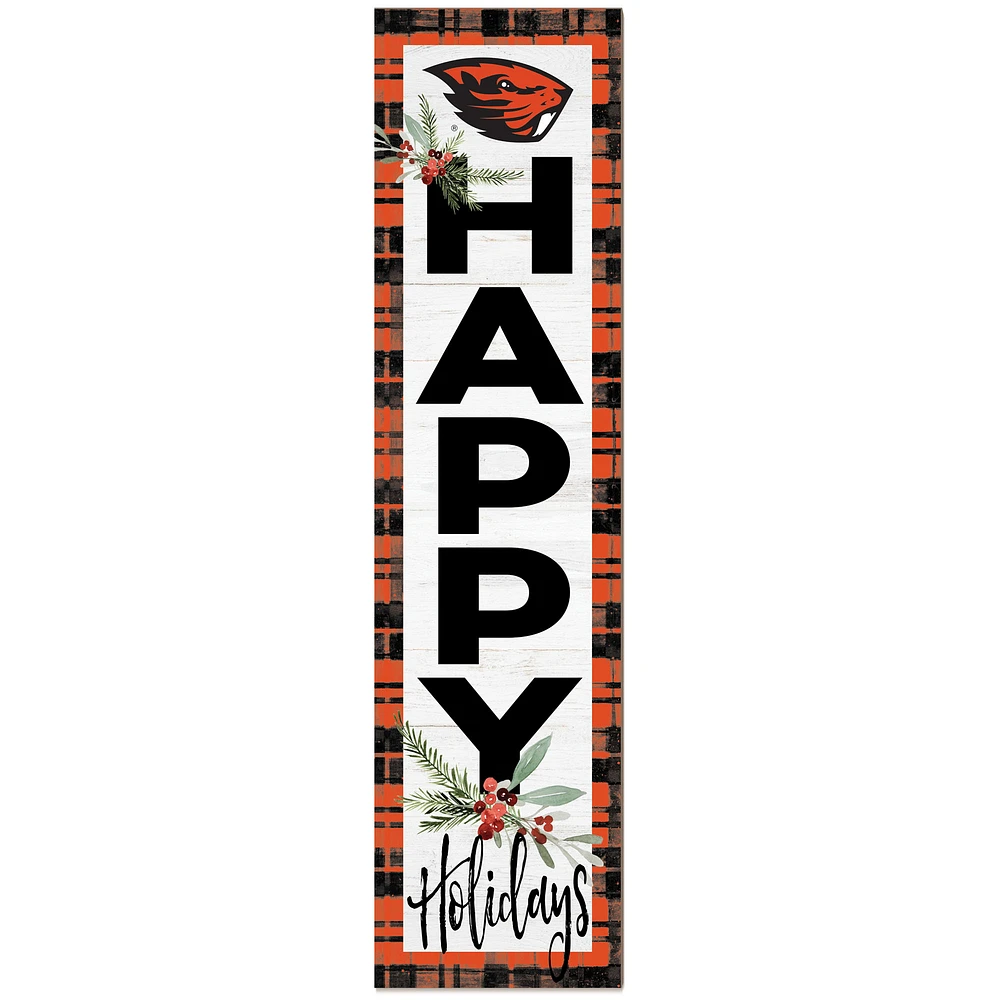 Oregon State Beavers 12'' x 48'' Happy Holidays Outdoor Leaner