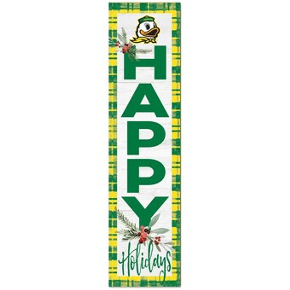 Oregon Ducks 12'' x 48'' Happy Holidays Outdoor Leaner