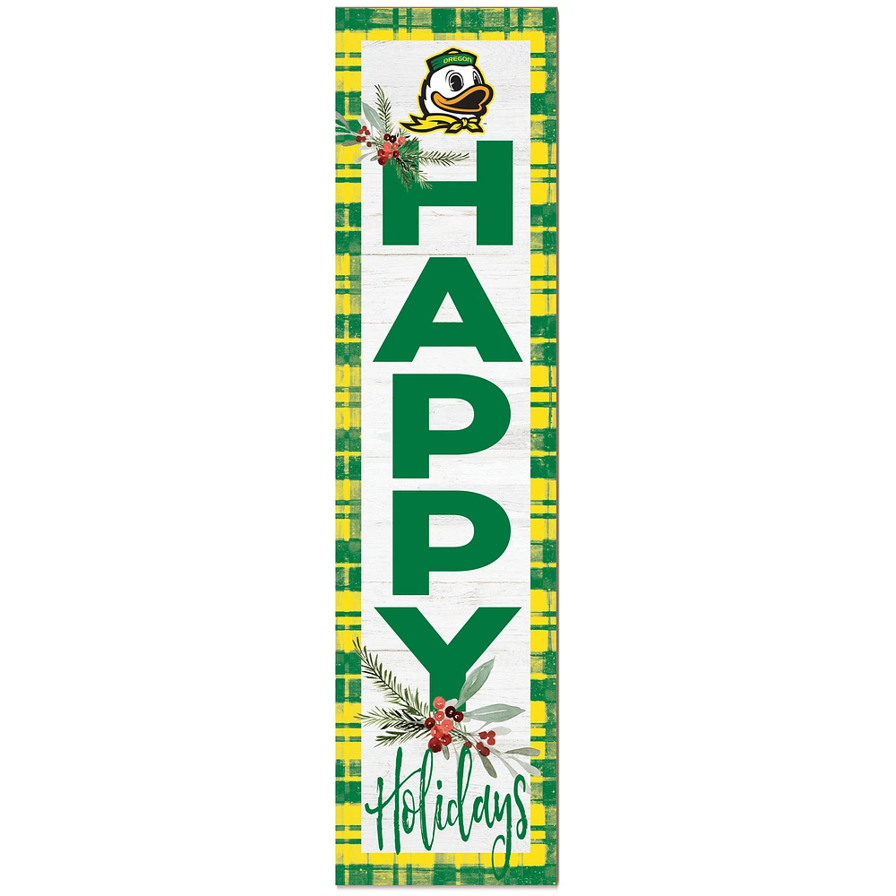 Oregon Ducks 12'' x 48'' Happy Holidays Outdoor Leaner