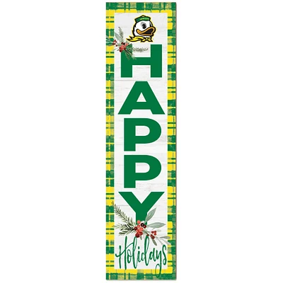 Oregon Ducks 12'' x 48'' Happy Holidays Outdoor Leaner
