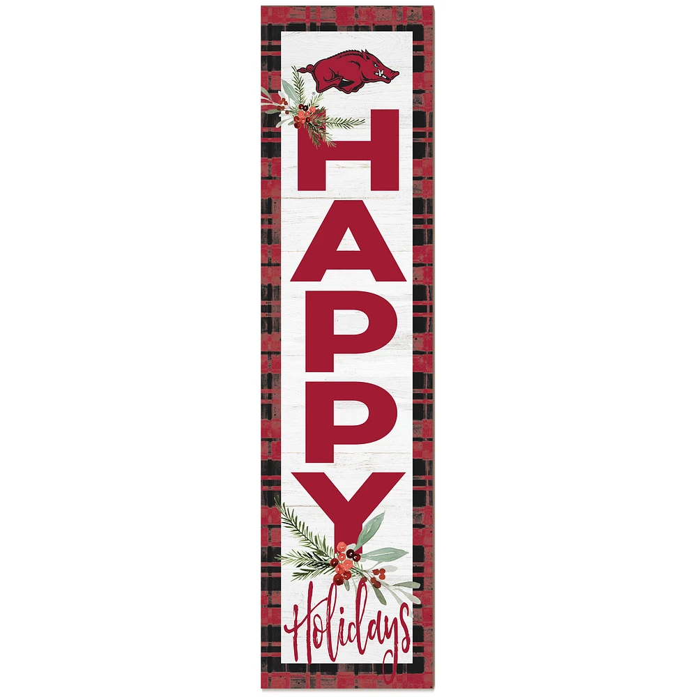 Arkansas Razorbacks 12'' x 48'' Happy Holidays Outdoor Leaner