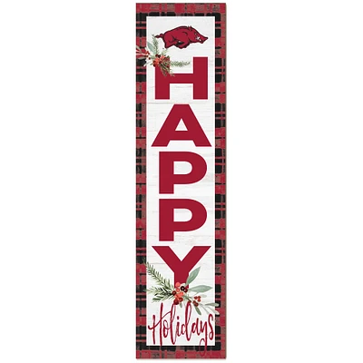 Arkansas Razorbacks 12'' x 48'' Happy Holidays Outdoor Leaner