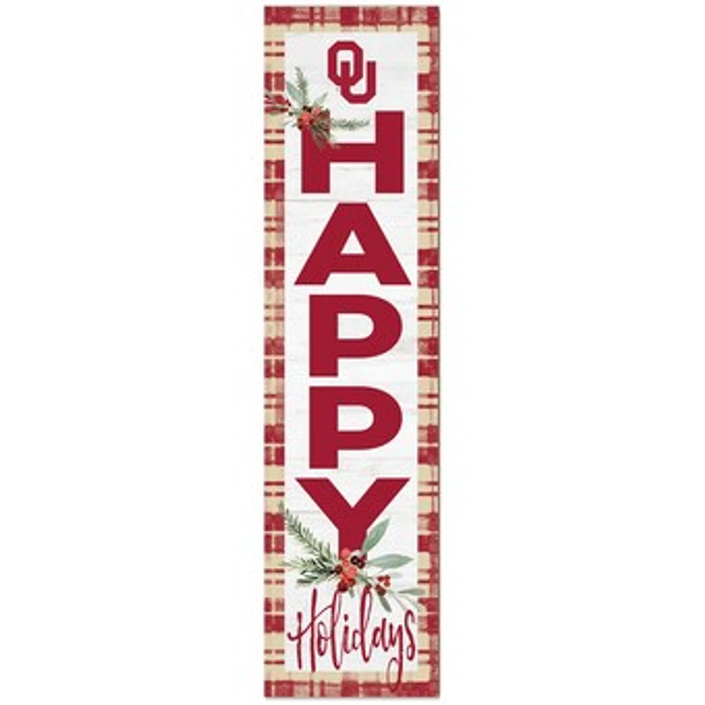 Oklahoma Sooners 12'' x 48'' Happy Holidays Outdoor Leaner
