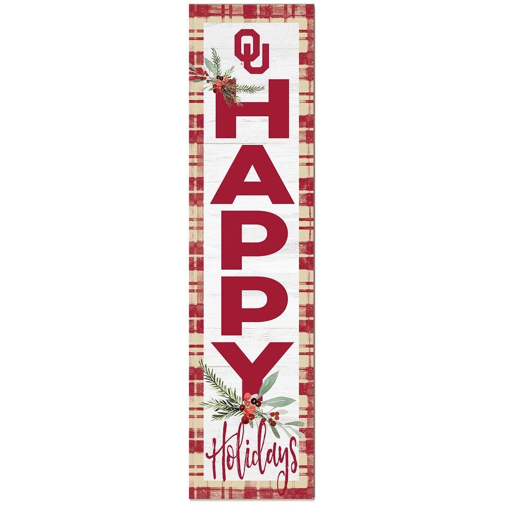 Oklahoma Sooners 12'' x 48'' Happy Holidays Outdoor Leaner