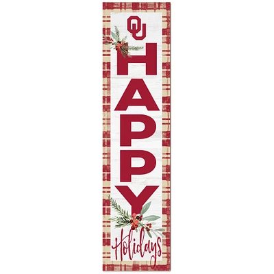Oklahoma Sooners 12'' x 48'' Happy Holidays Outdoor Leaner