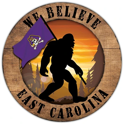 ECU Pirates 12'' We Believe Bigfoot Circle Sign