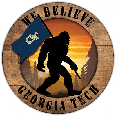 Georgia Tech Yellow Jackets 12'' We Believe Bigfoot Circle Sign