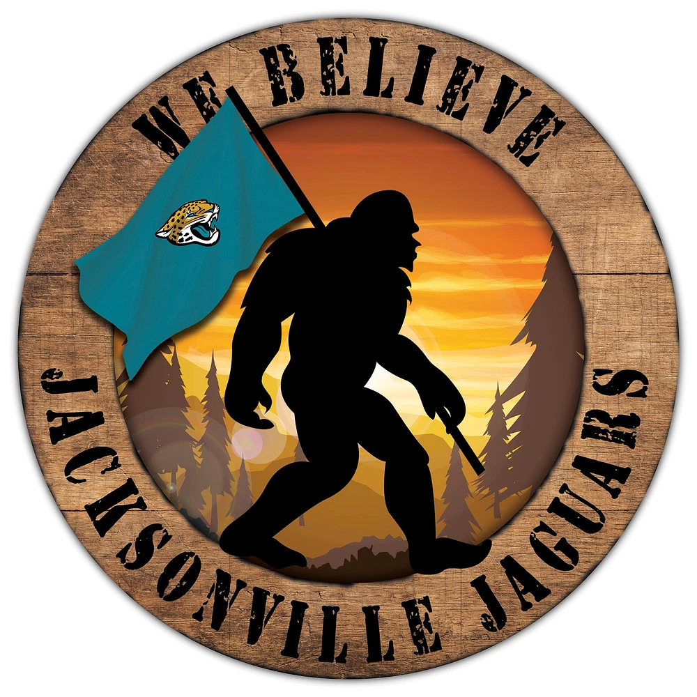 Jacksonville Jaguars 12'' We Believe Bigfoot Circle Sign