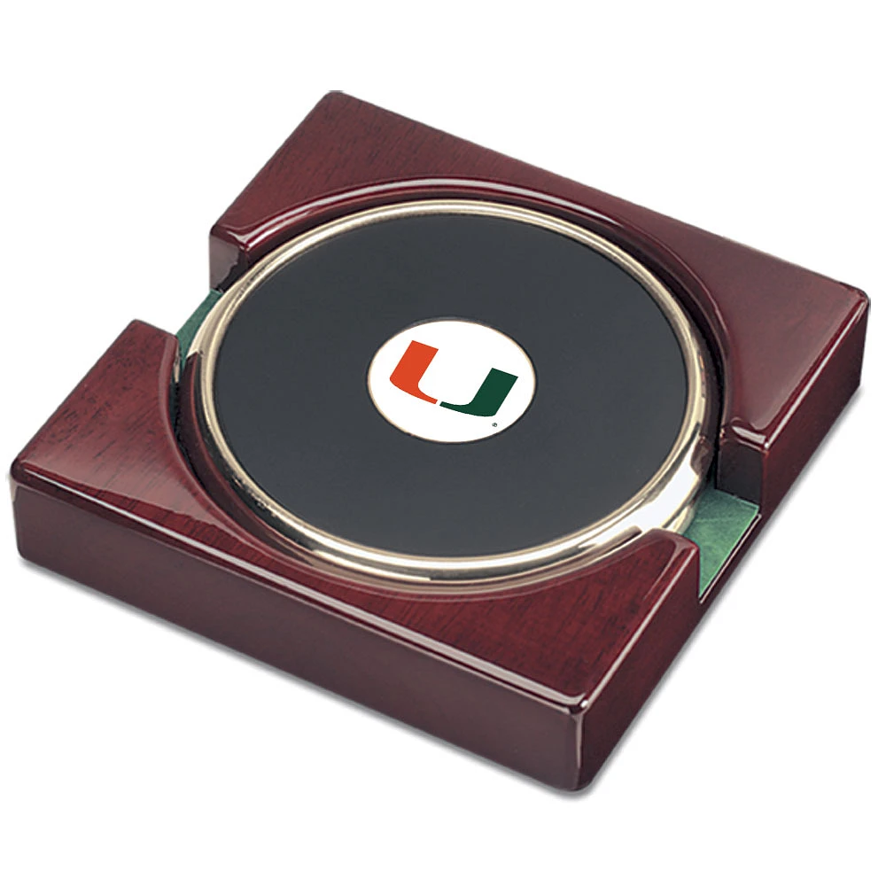Gold Miami Hurricanes Two-Piece Coaster Set