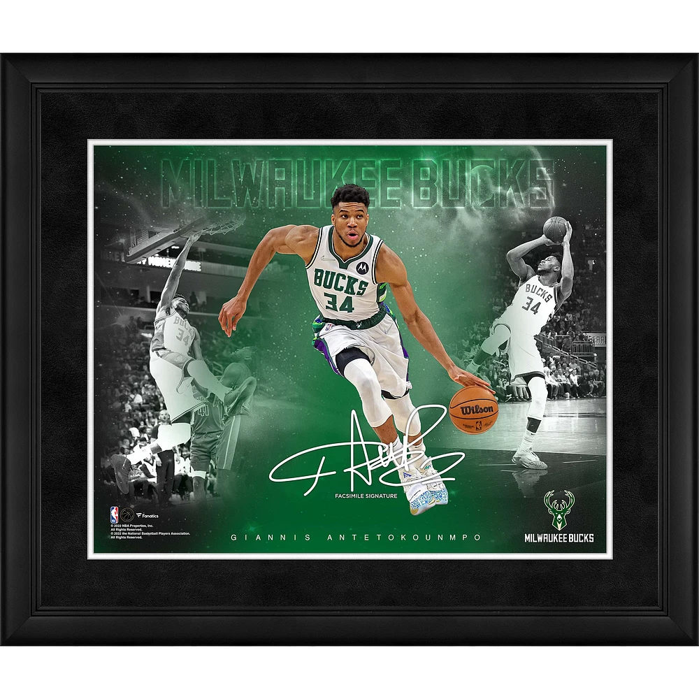 Giannis Antetokounmpo Milwaukee Bucks Facsimile Signature Framed 16" x 20" Stars of the Game Collage