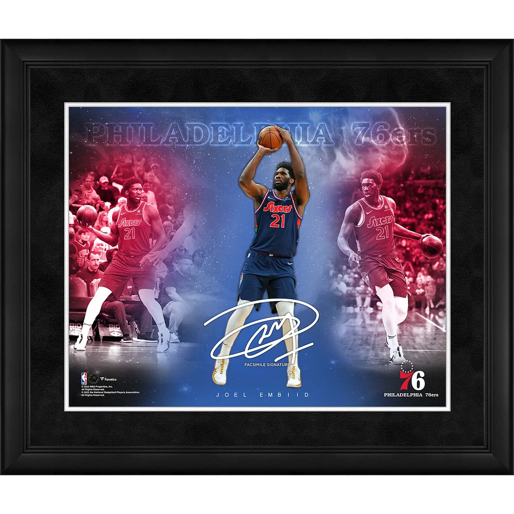 Joel Embiid Philadelphia 76ers Facsimile Signature Framed 16" x 20" Stars of the Game Collage