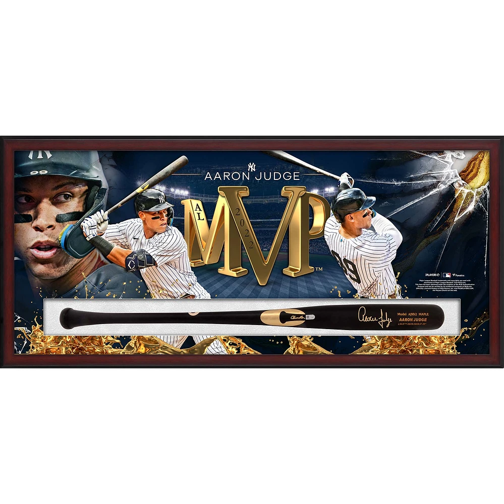 Aaron Judge New York Yankees 2022 AL MVP Autographed Framed Chandler Game Model Bat Shadowbox