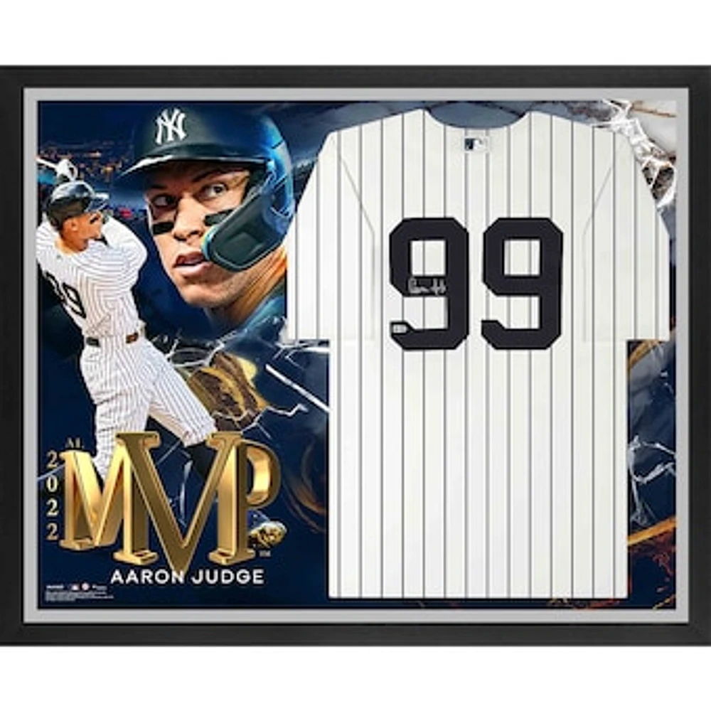Aaron Judge New York Yankees 2022 AL MVP Autographed Framed White Nike Authentic Jersey Collage
