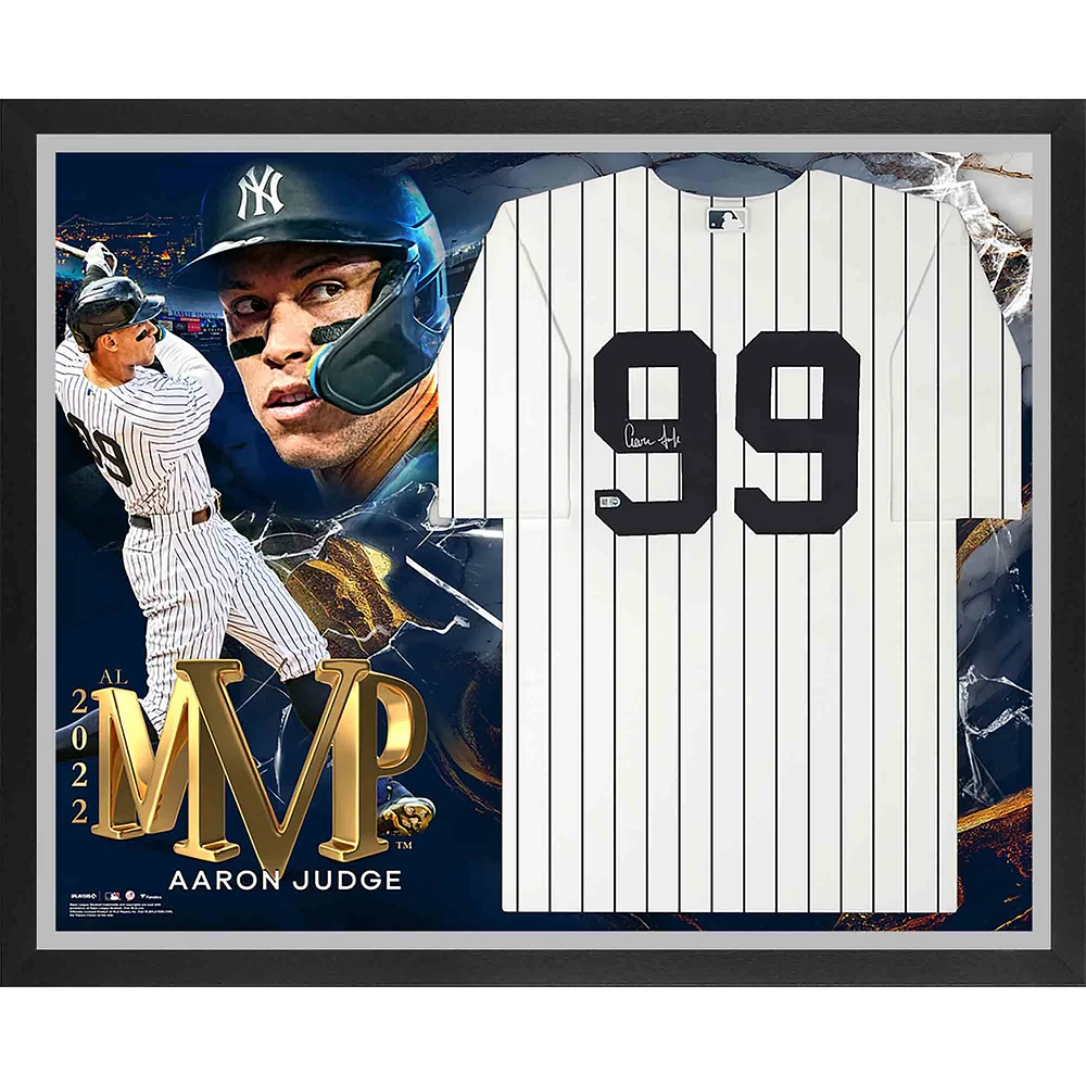 Aaron Judge New York Yankees 2022 AL MVP Autographed Framed White Nike Authentic Jersey Collage