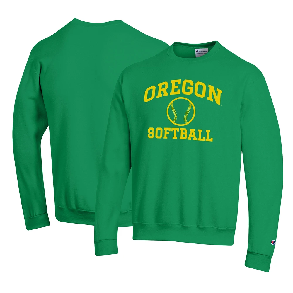 Men's Champion Oregon Ducks Primary Team Logo Icon Softball Powerblend Pullover Sweatshirt