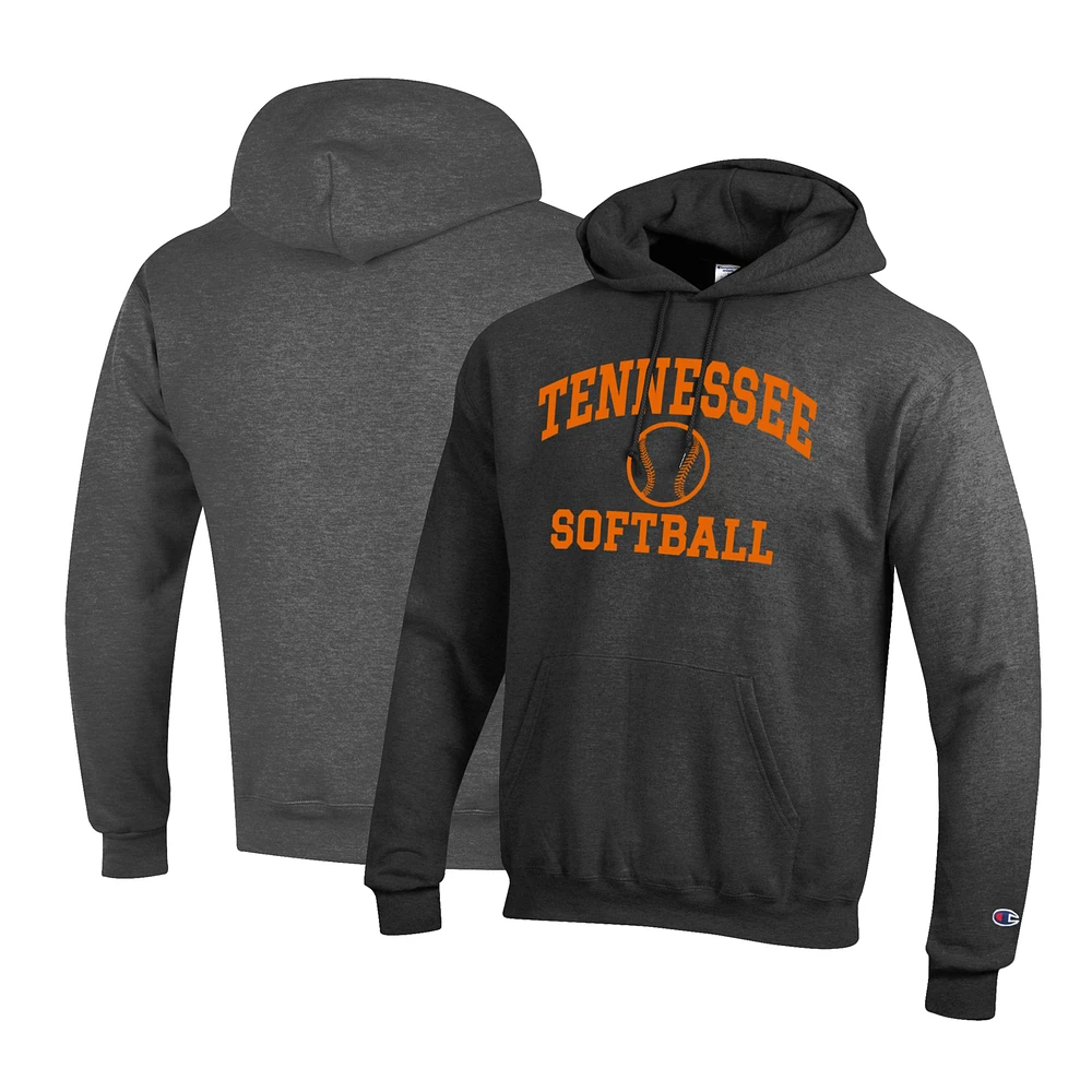 Men's Champion Charcoal Tennessee Lady Vols Primary Team Logo Icon Softball Powerblend Pullover Hoodie