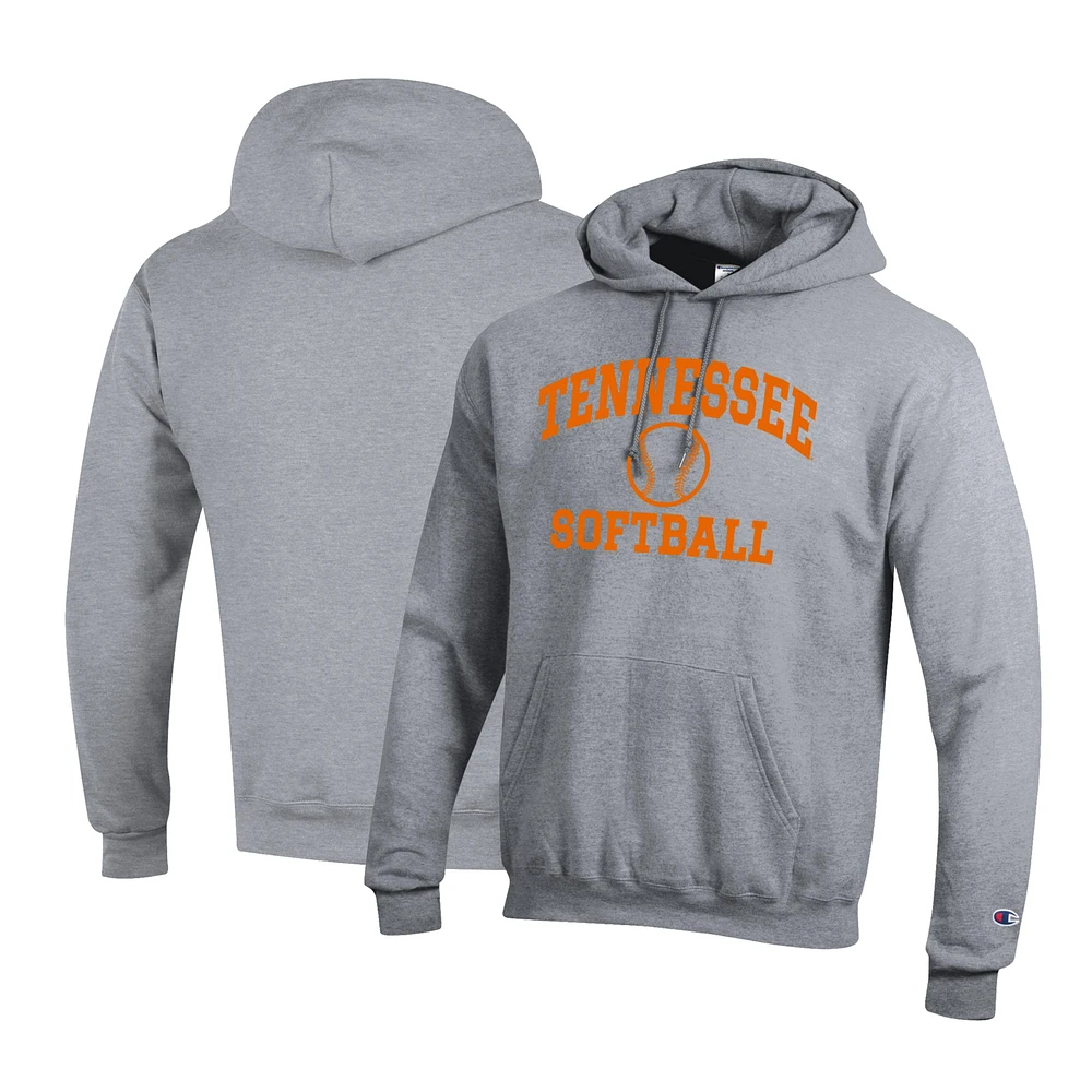 Men's Champion Gray Tennessee Lady Vols Primary Team Logo Icon Softball Powerblend Pullover Hoodie