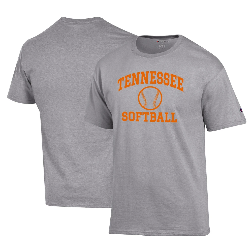 Men's Champion Gray Tennessee Lady Vols Primary Team Logo Icon Softball Powerblend T-Shirt