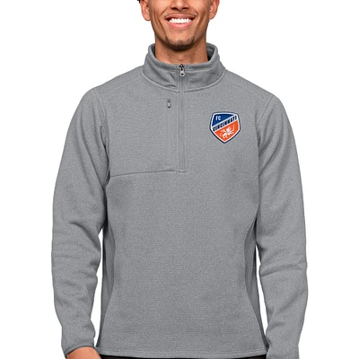 Men's Antigua Gray FC Cincinnati Primary Team Logo Course Quarter-Zip Pullover Top