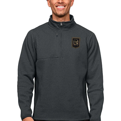 Men's Antigua Heather Charcoal LAFC Primary Team Logo Course Quarter-Zip Pullover Top