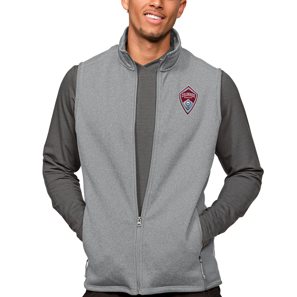 Men's Antigua Gray Colorado Rapids Primary Team Logo Course Full-Zip Vest