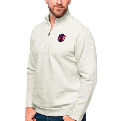 Men's Antigua Oatmeal St. Louis City SC Primary Team Logo Gambit Quarter-Zip Pullover Top